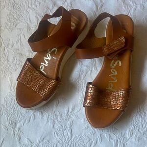 Brown Sandals with Croc Pattern Straps